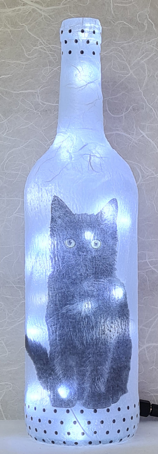 Sooty Black Cat - Hand Made Lamp