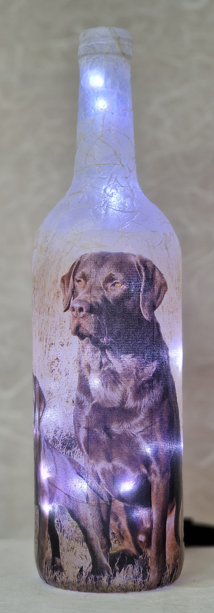 Cholate Lab Lamp Chocolate Labrador Dog - Hand Made Electric LED Bottle Lamp. Ambient ...